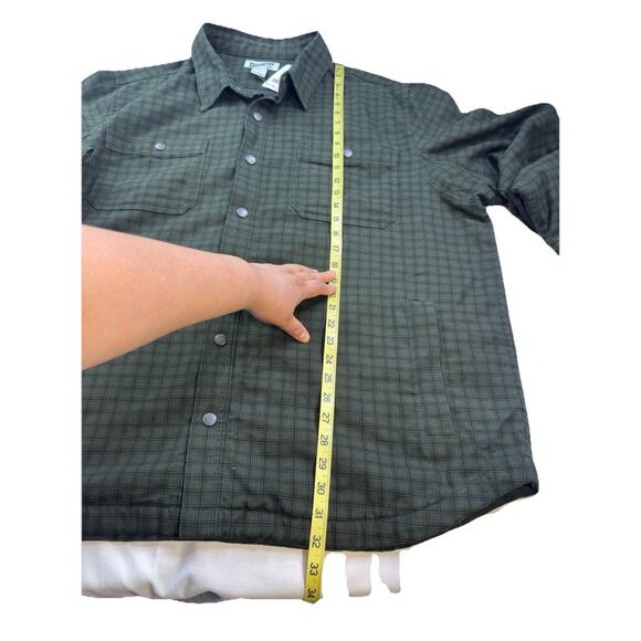 Duluth Trading Co Jacket Mens 2XL Green Plaid Canvas Flannel Lined Snap Shacket - Picture 10 of 13